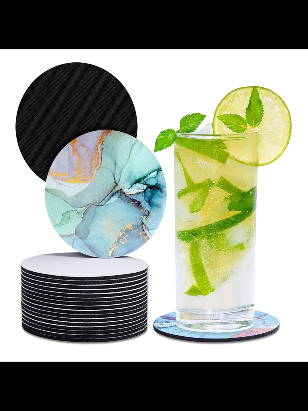 New 20 Pcs Blank Sublimation Coasters With Grip Bottoms For Diy Projects